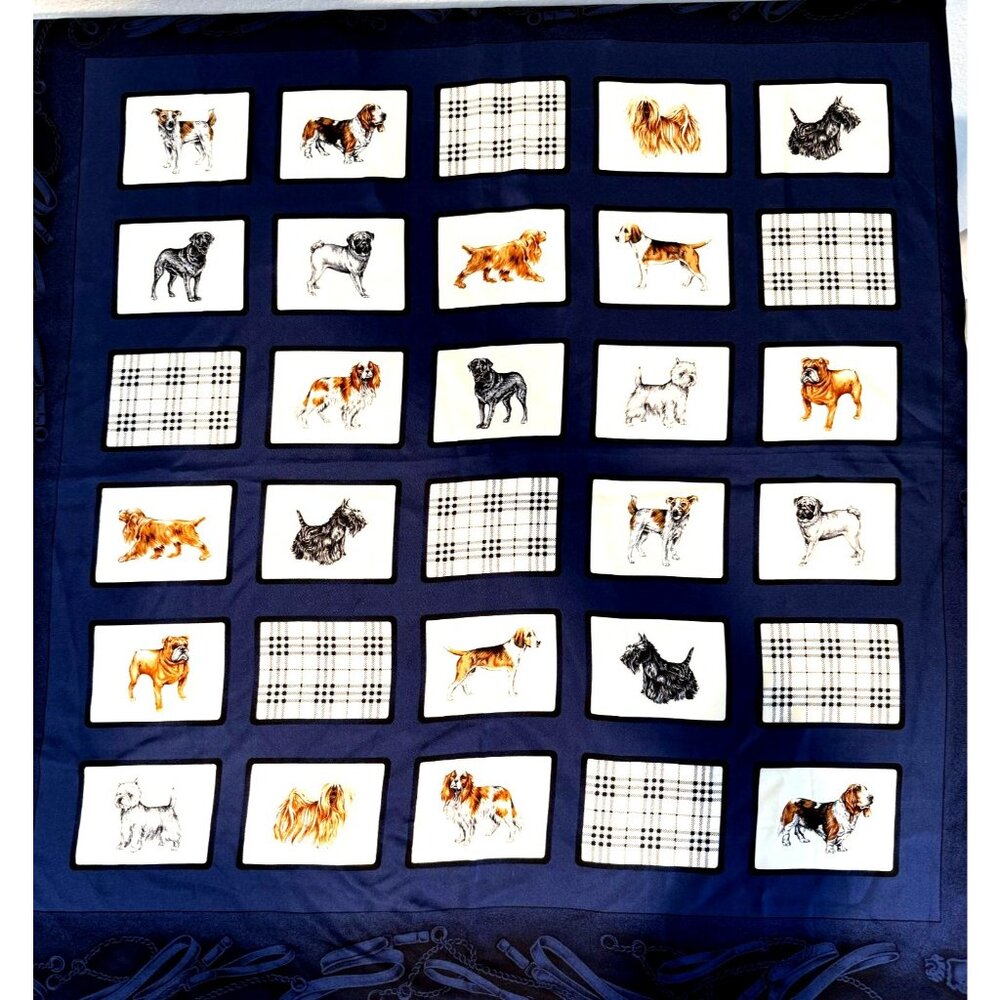 Burberry London Vintage Silk Scarf Dog Pattern